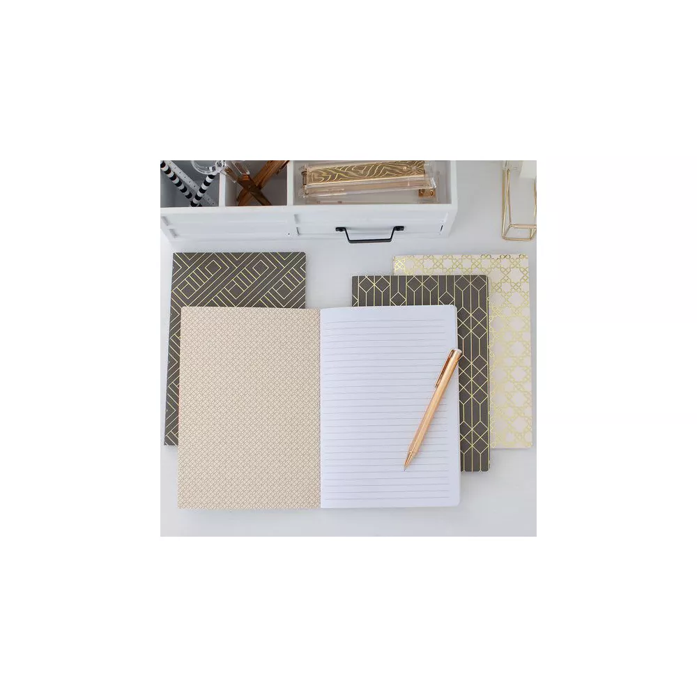 Trendy Decorative Lined Geometric Notebook Set of 4 (6 x 8.5) - Image 3