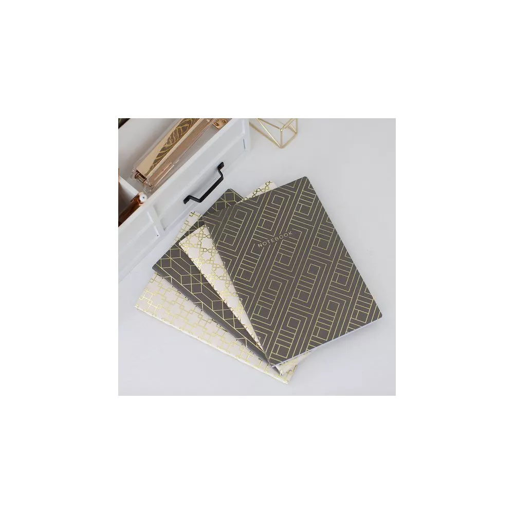 Trendy Decorative Lined Geometric Notebook Set of 4 (6 x 8.5) - Image 2